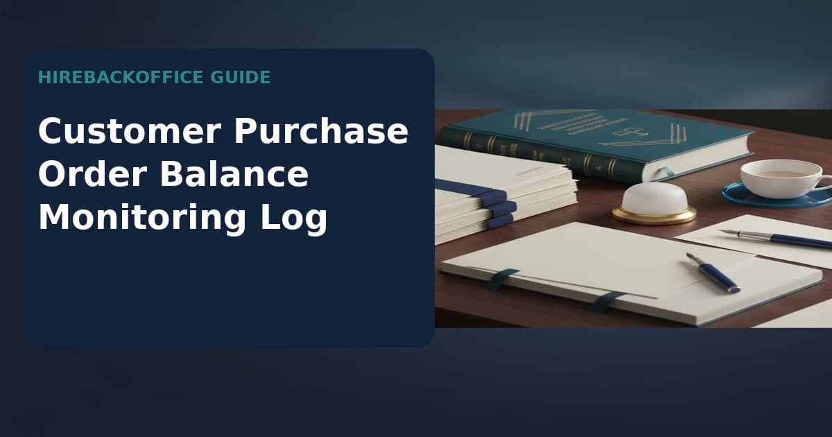 Customer Purchase Order Balance Monitoring Log showing source evidence, owner decisions, exceptions, and closure status