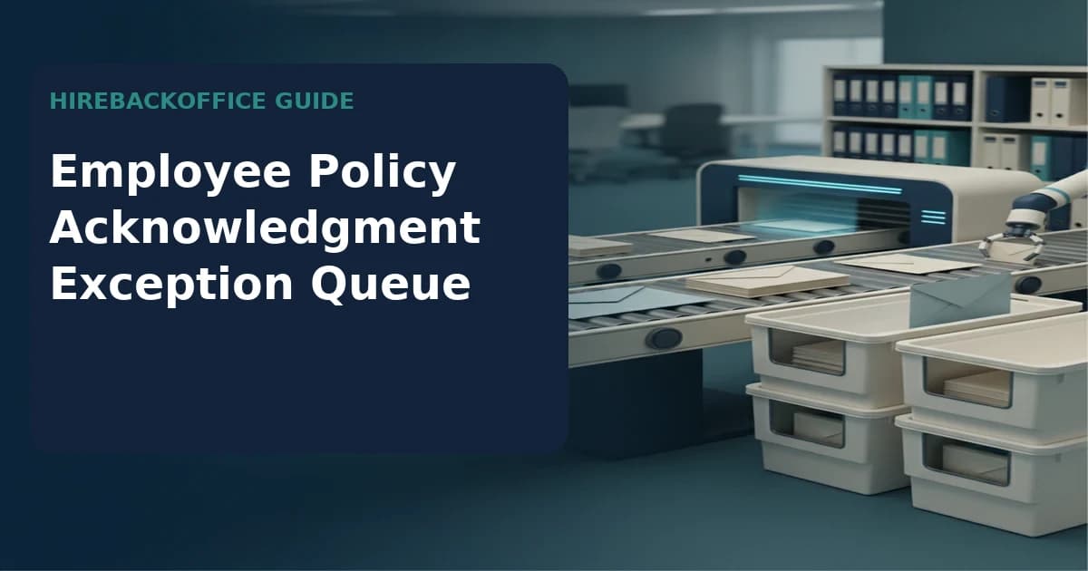 Employee Policy Acknowledgment Exception Queue showing source evidence, owner decisions, exceptions, and closure status