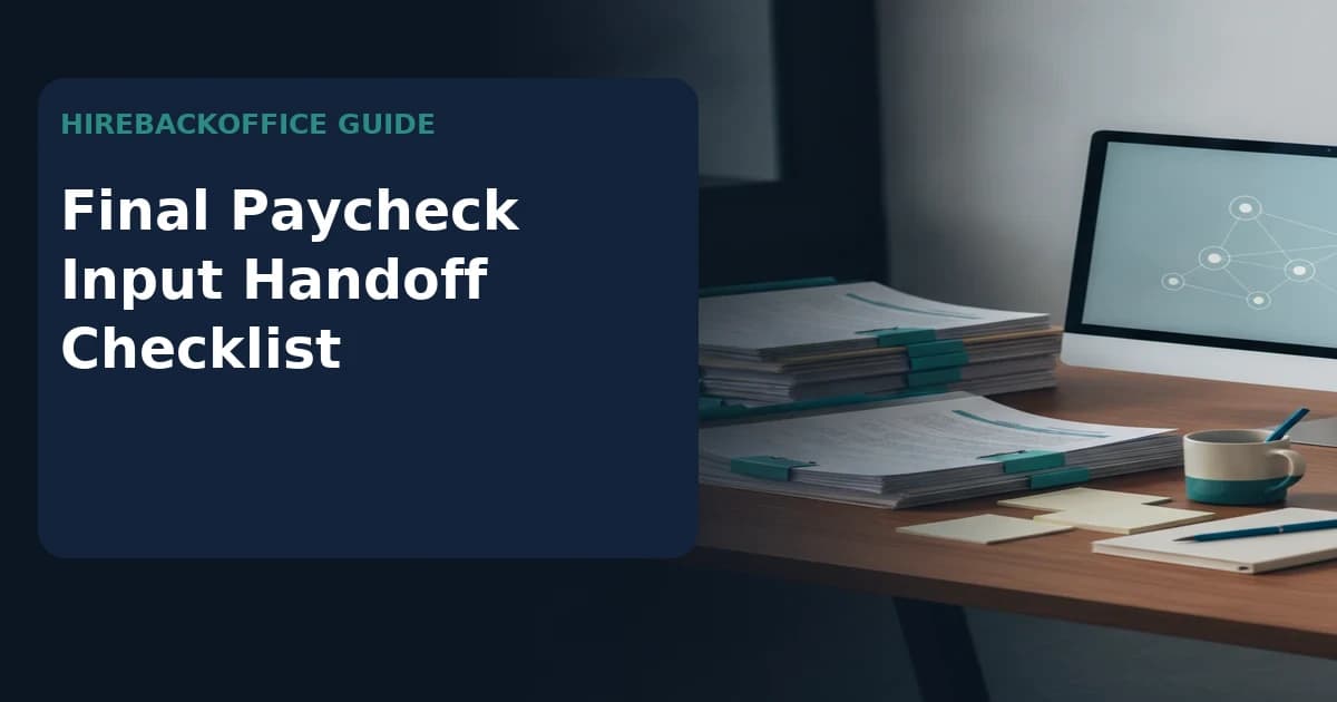 Final Paycheck Input Handoff Checklist showing source evidence, owner decisions, exceptions, and closure status