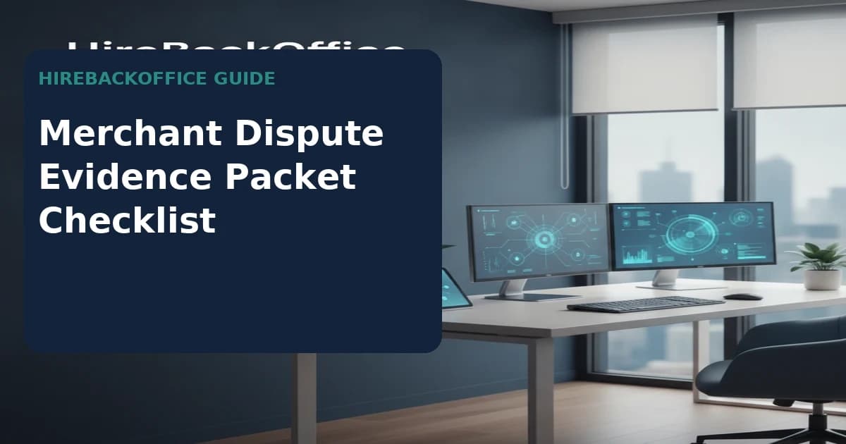 Merchant Dispute Evidence Packet Checklist showing source evidence, owner decisions, exceptions, and closure status