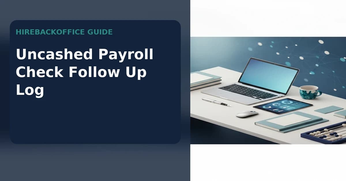 Uncashed Payroll Check Follow Up Log showing source evidence, owner decisions, exceptions, and closure status